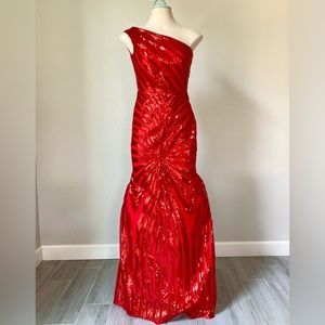 Elegant Red Sequin Maxi Dress